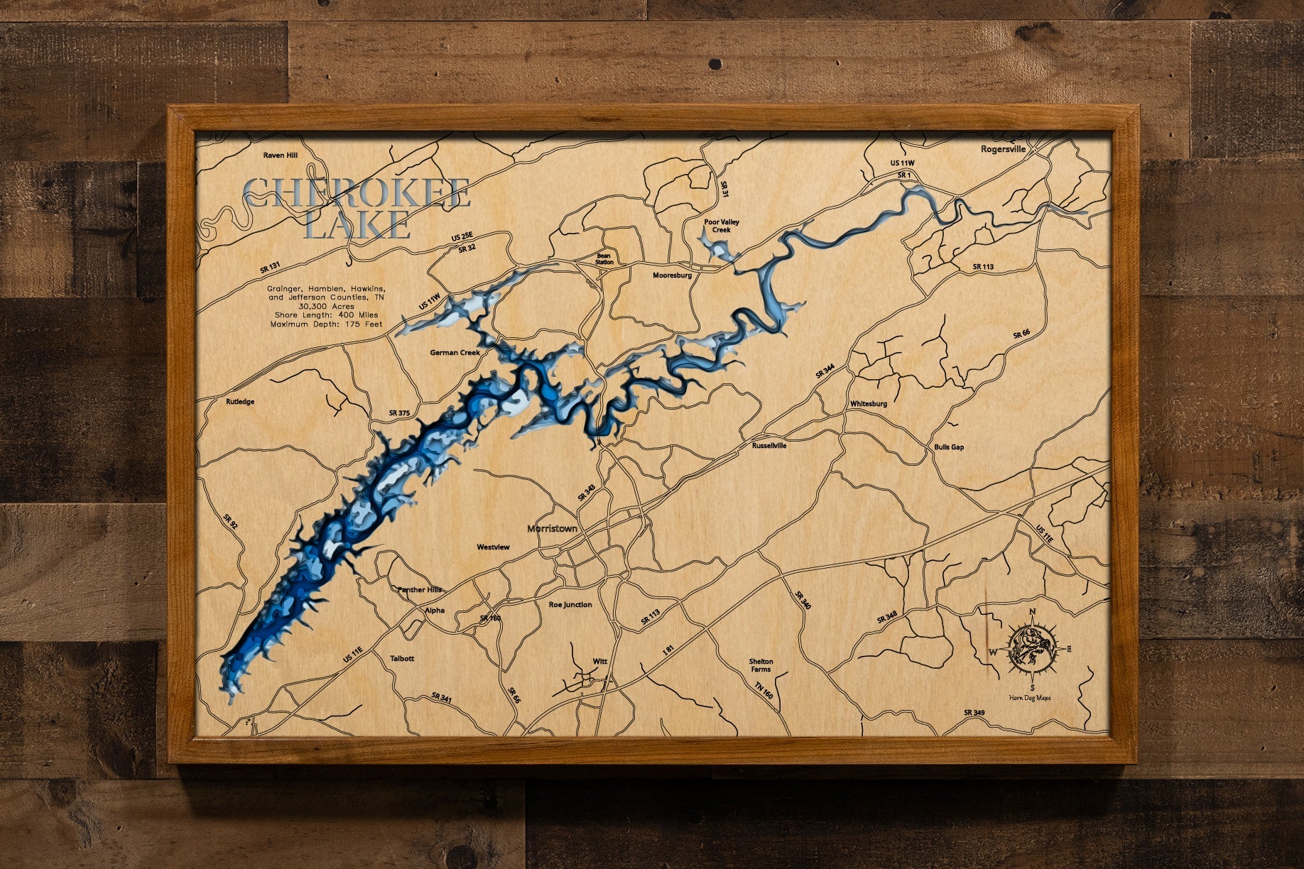 Cherokee Lake in Grainger, Hamblen, Hawkins, and Jefferson Counties, Tennessee