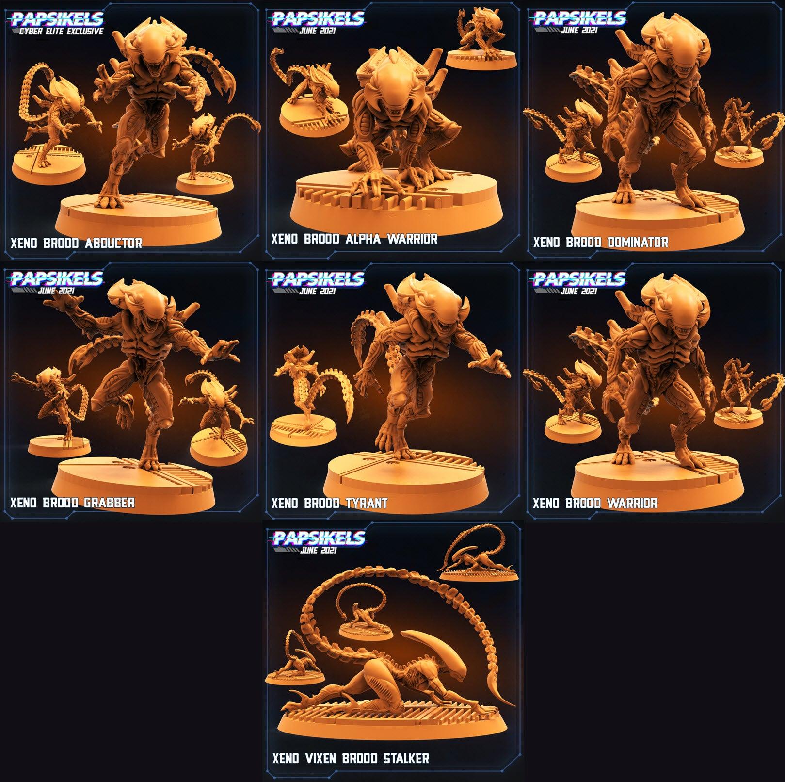Copy of 3D Printed Papsikels Xeno Brood Set Aliens vs Humans Part 2 28mm 32mm