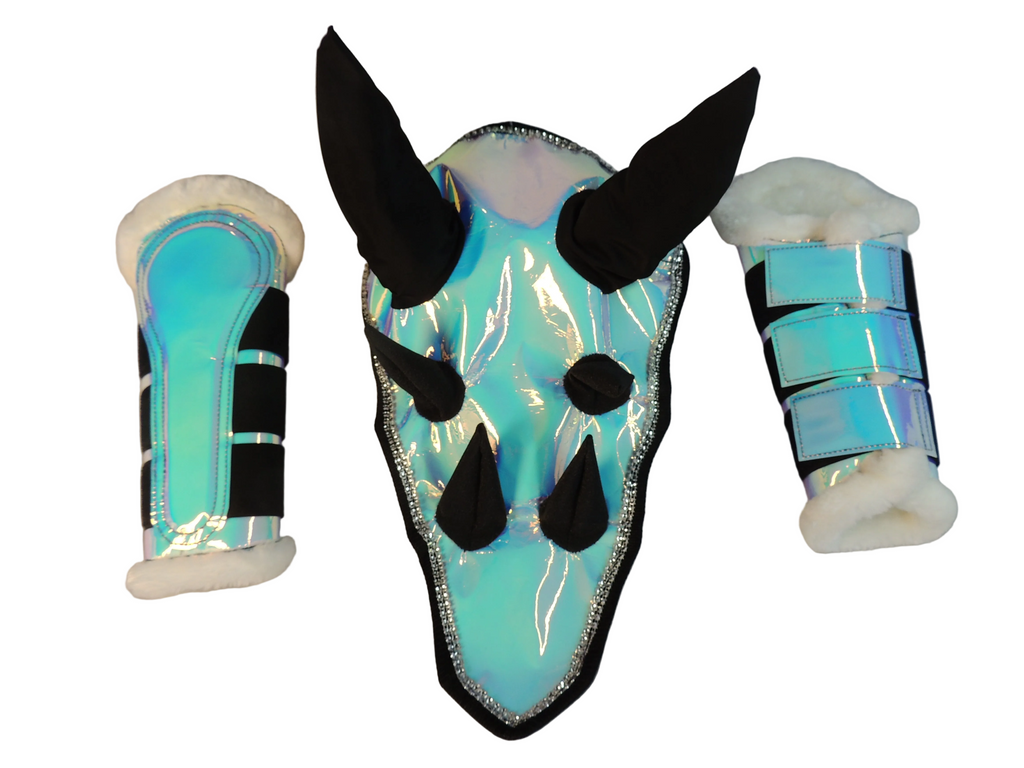 Dragon Saddle Pad, Ear Bonnet & Horse Boot Set, Breathable Shock-Absorbing Equestrian Gear