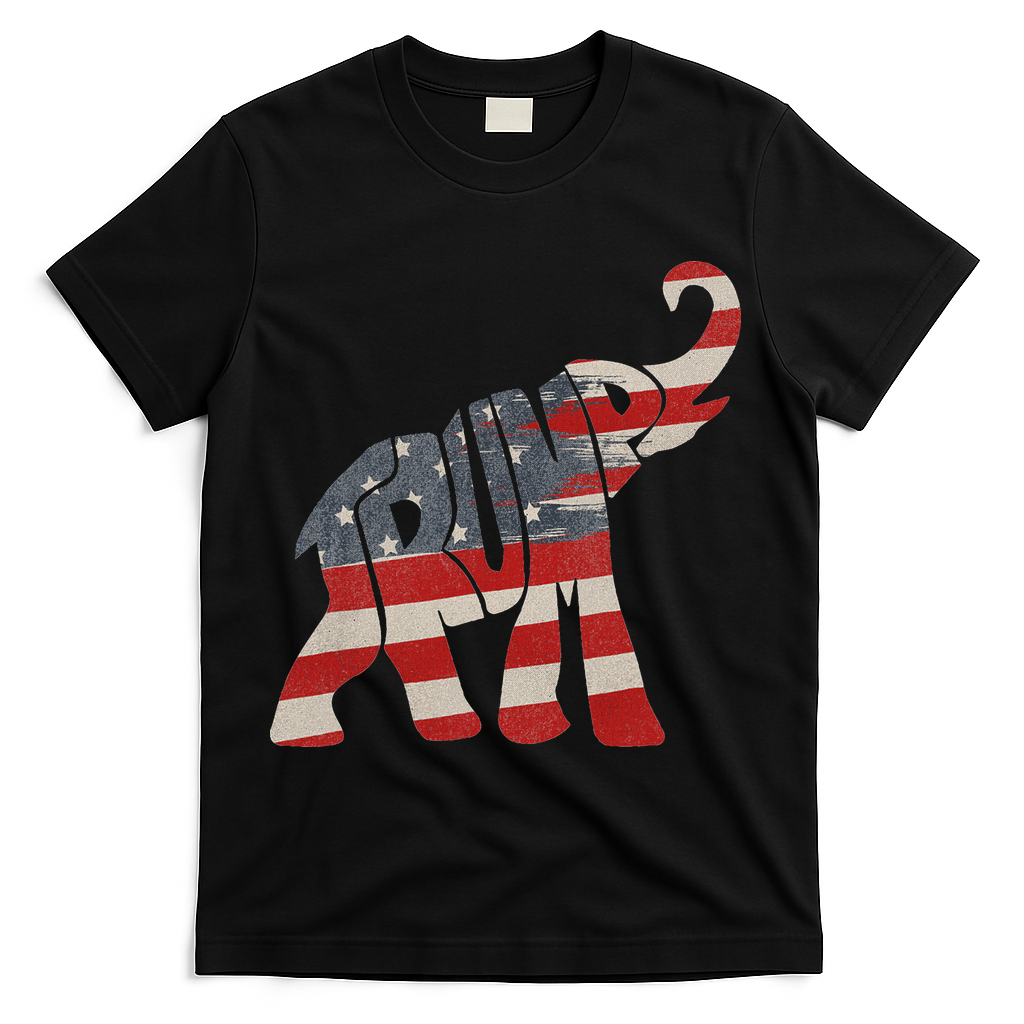 Donald Trump Vintage Republican Elephant USA Flag T-Shirt
