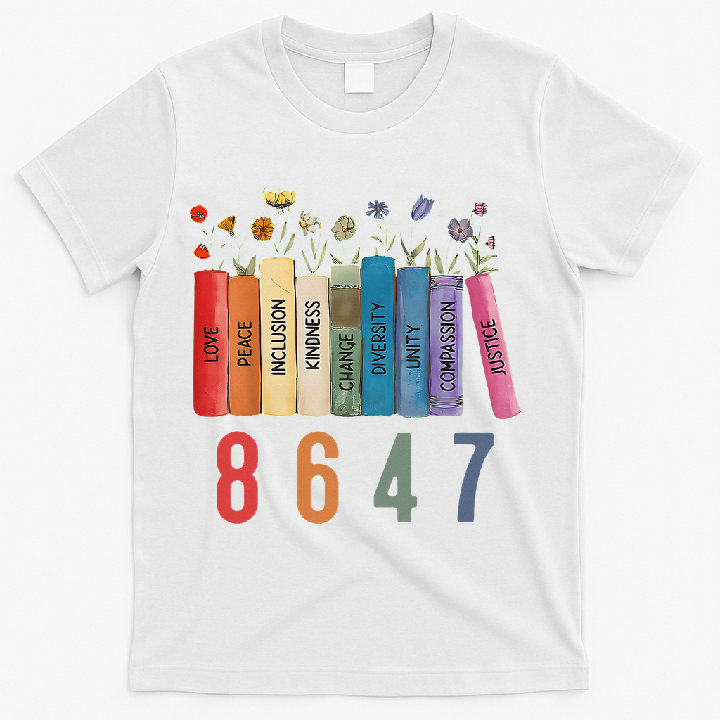 Equal Rights Book Flower 8647 Trump Feminist Women Rights Gift T-Shirt