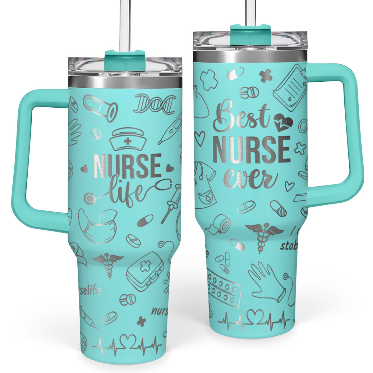 Mint Nurse Quencher Tumbler with Handle 40oz