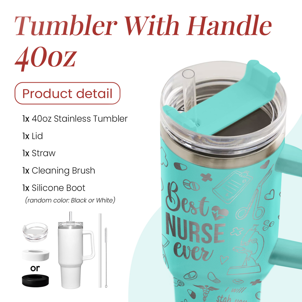 Mint Nurse Quencher Tumbler with Handle 40oz