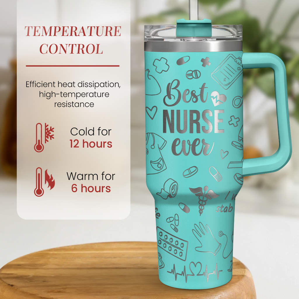 Mint Nurse Quencher Tumbler with Handle 40oz