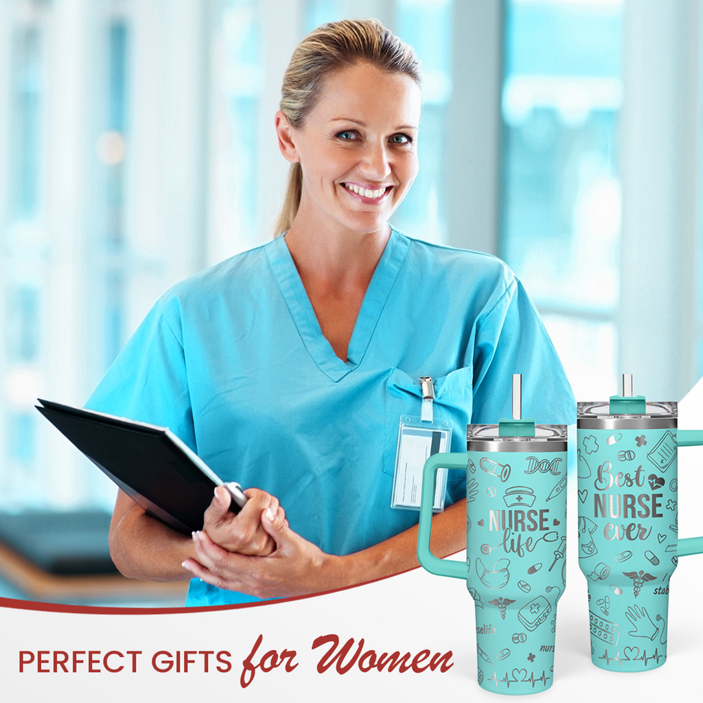 Mint Nurse Quencher Tumbler with Handle 40oz