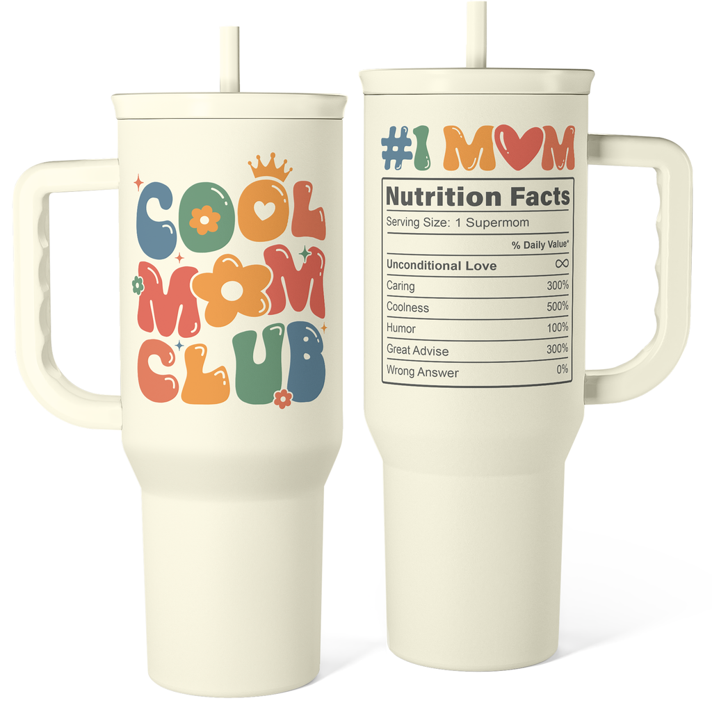Beige Cool Mom Club Slidemate | Slider Tumbler with Handle 40oz