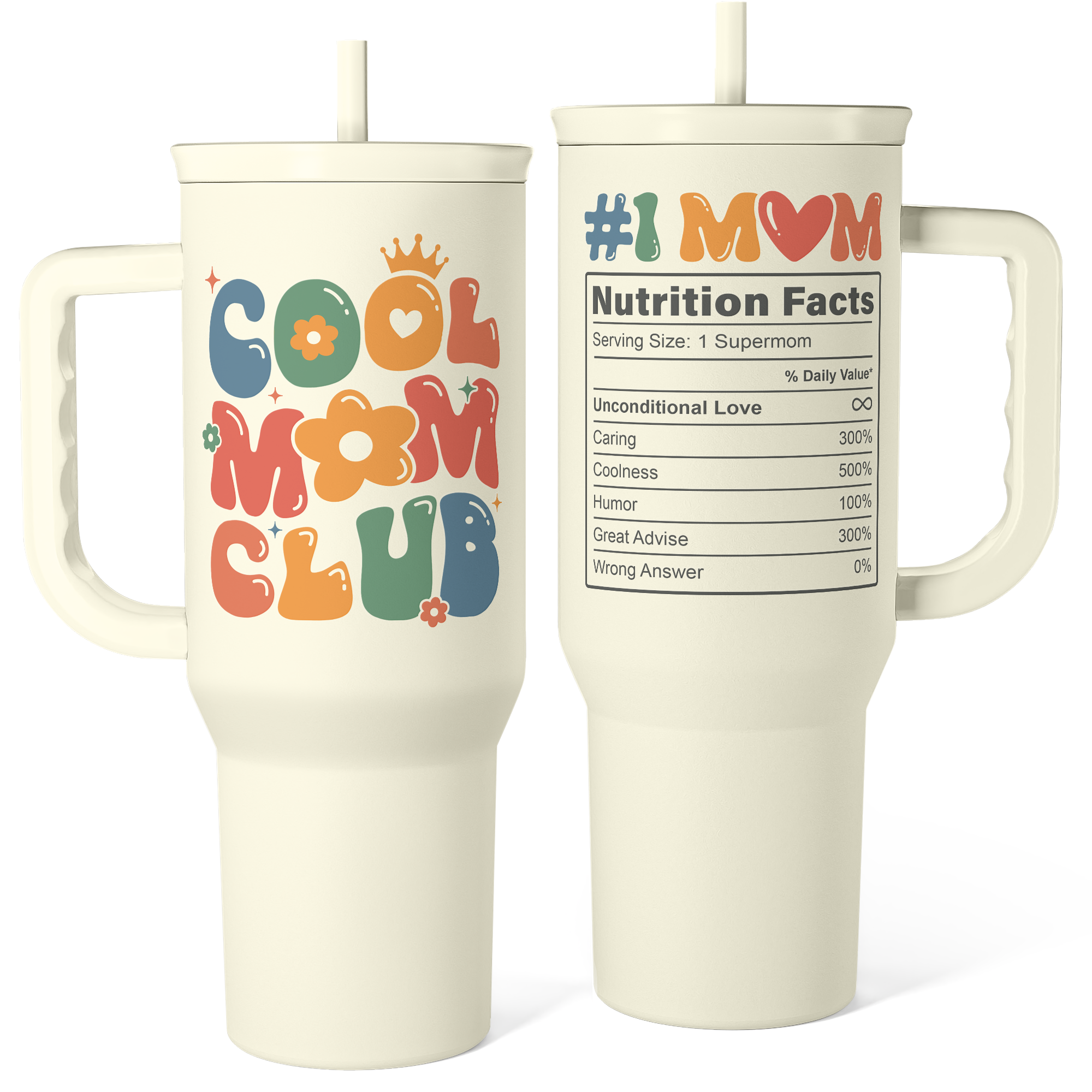 Beige Cool Mom Club Slidemate | Slider Tumbler with Handle 40oz