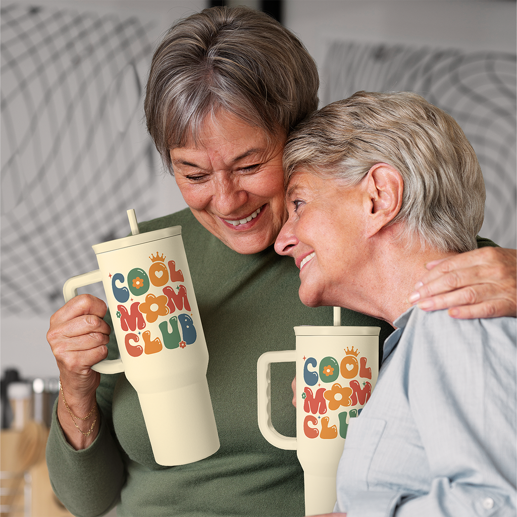 Beige Cool Mom Club Slidemate | Slider Tumbler with Handle 40oz