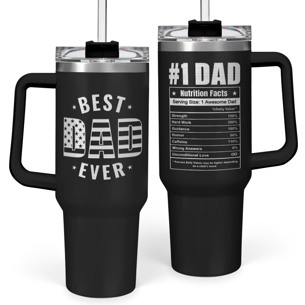 Black Best Dad Ever Quencher Tumbler with Handle 40oz