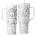 White Teacher Slidemate | Slider Tumbler with Handle 40oz