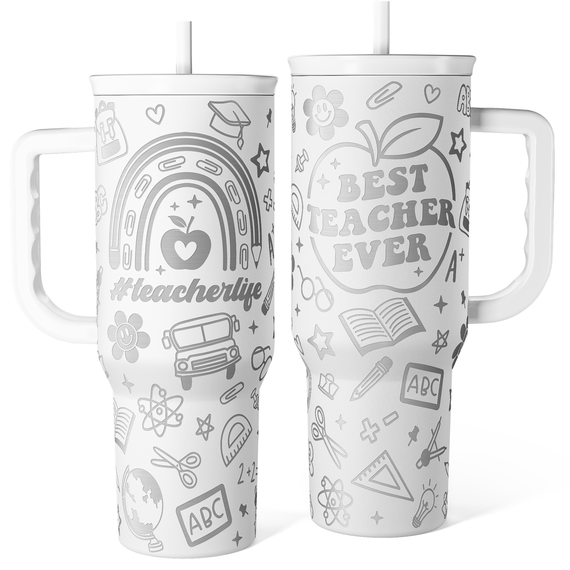 White Teacher Slidemate | Slider Tumbler with Handle 40oz