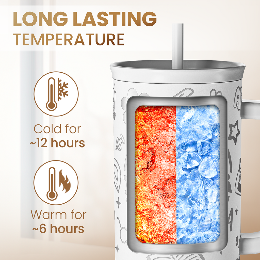 White Teacher Slidemate | Slider Tumbler with Handle 40oz