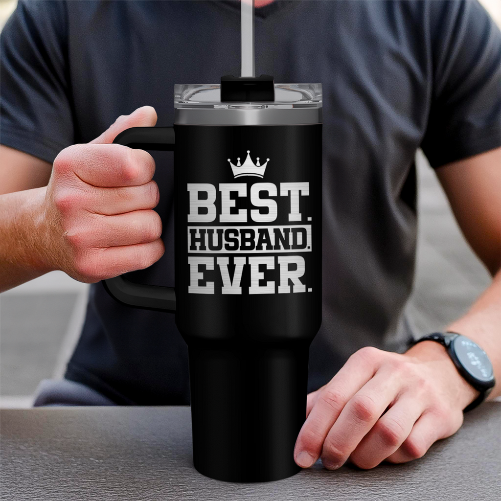 Black Husband Quencher Tumbler with Handle 40oz