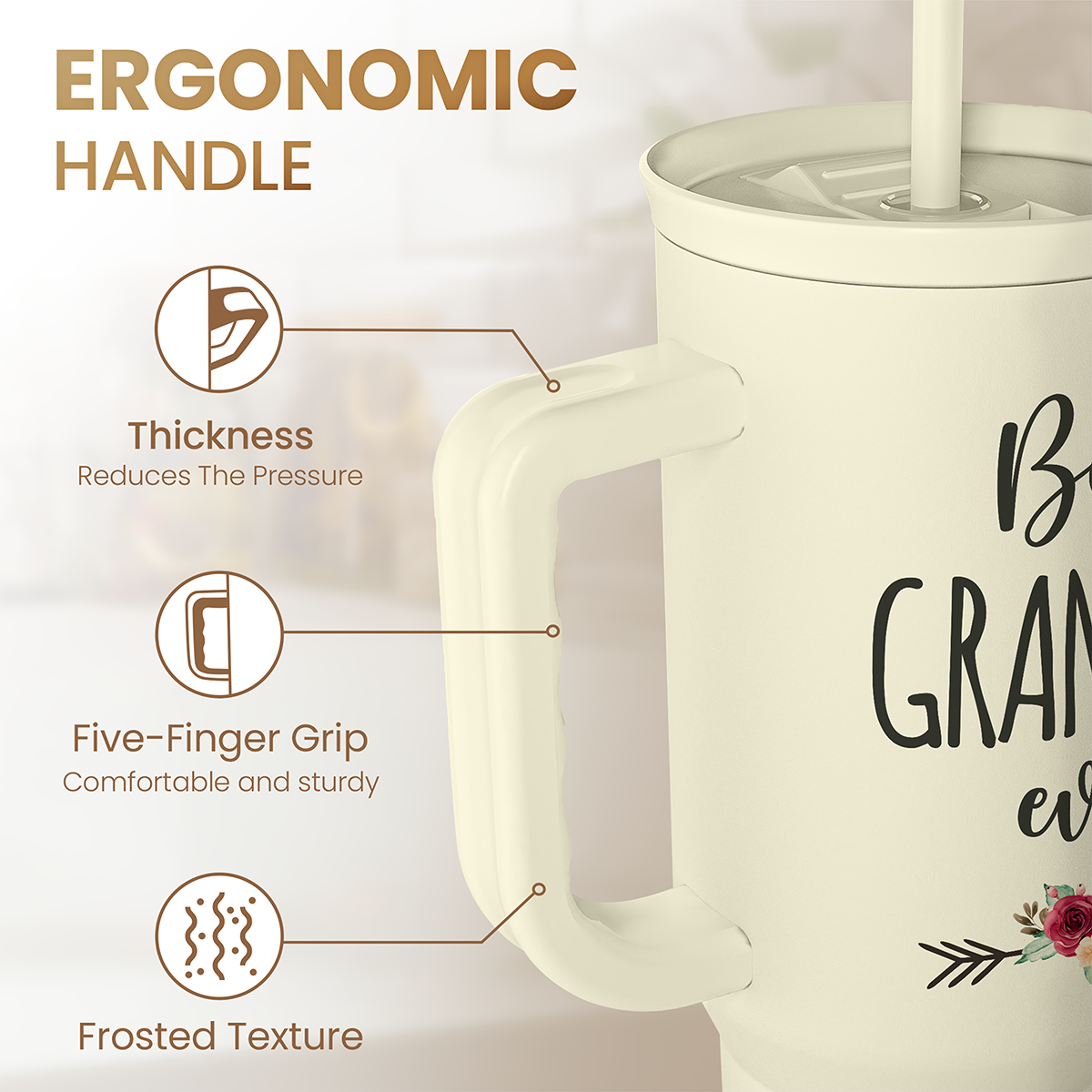 Beige Grandma Slidemate | Slider Tumbler with Handle 40oz