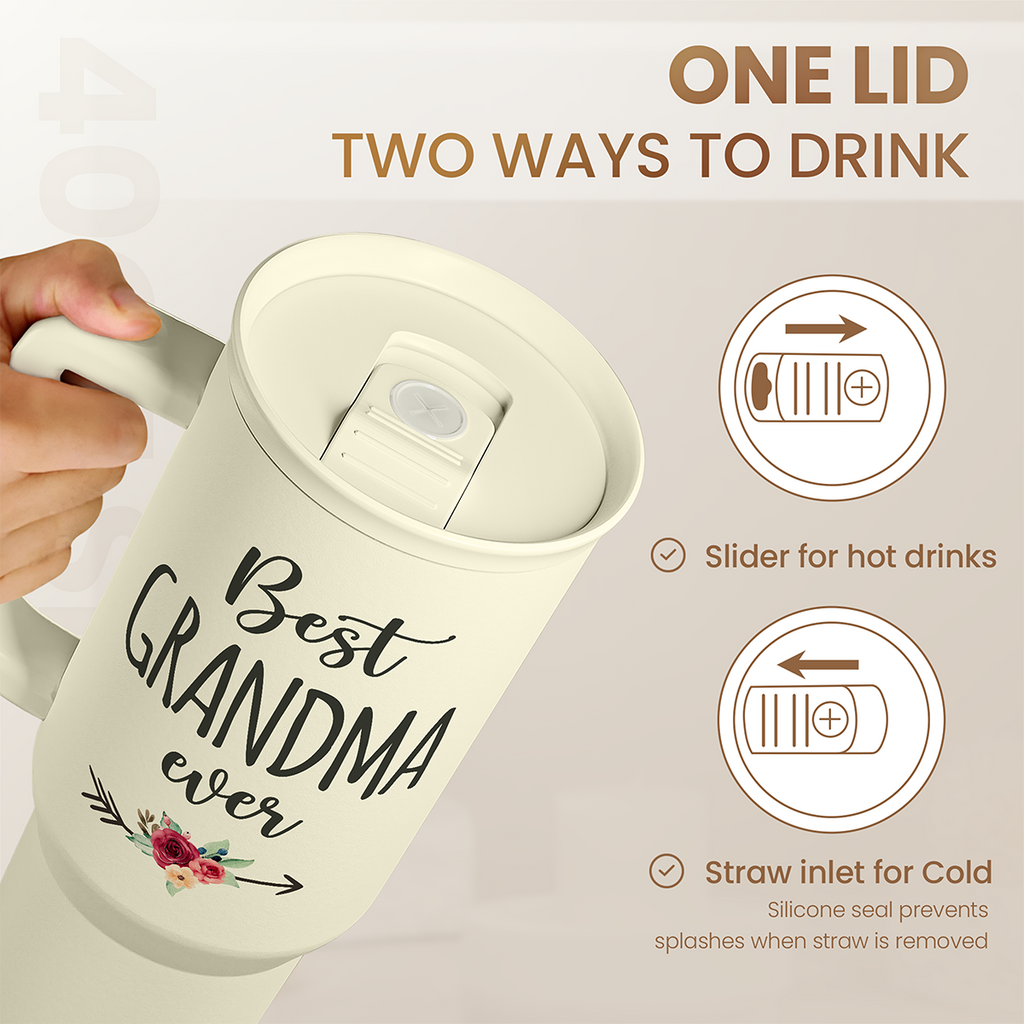 Beige Grandma Slidemate | Slider Tumbler with Handle 40oz