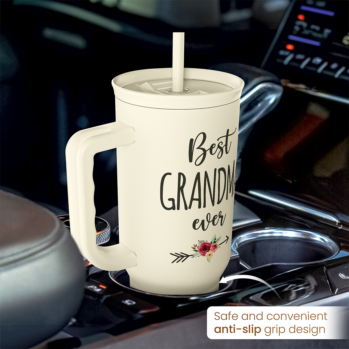 Beige Grandma Slidemate | Slider Tumbler with Handle 40oz