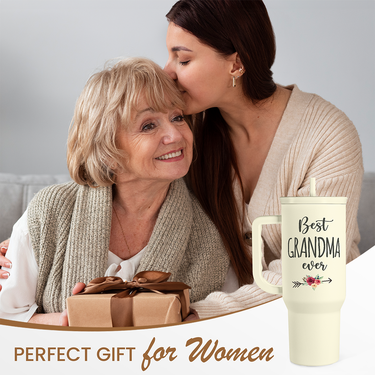 Beige Grandma Slidemate | Slider Tumbler with Handle 40oz