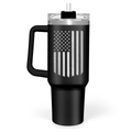Black American Flag Quencher Tumbler with Handle 40oz