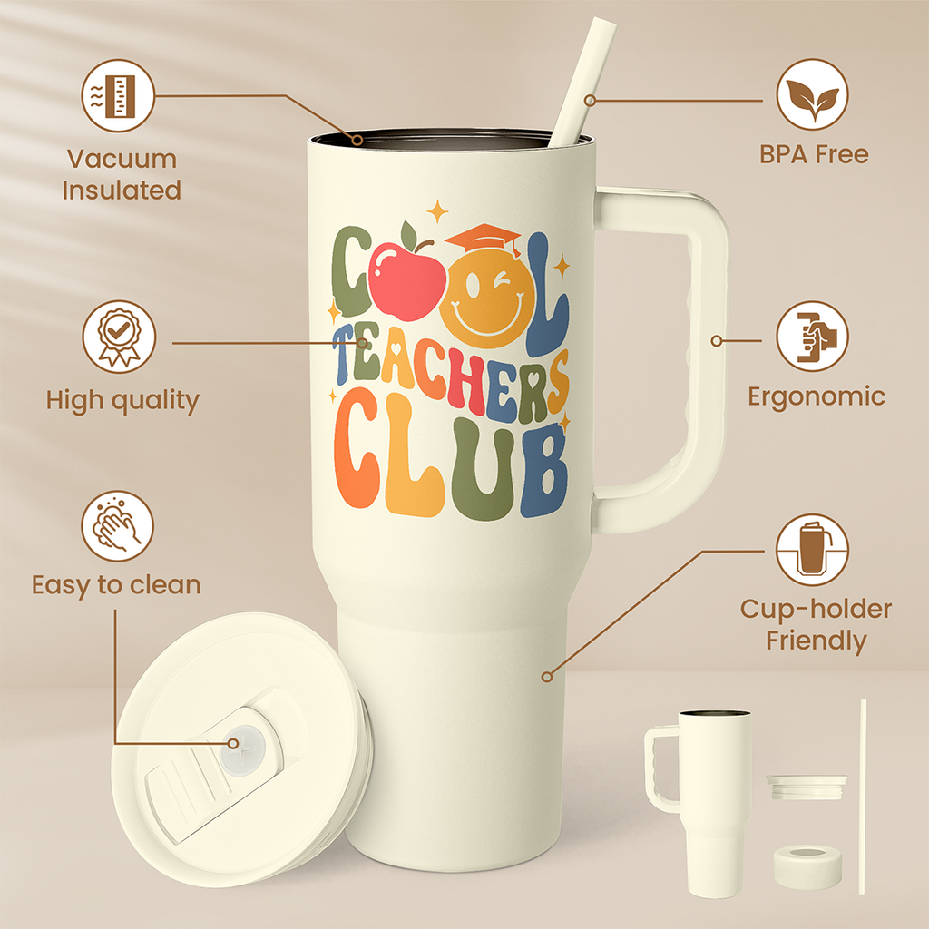 Beige Teacher Slidemate | Slider Tumbler with Handle 40oz