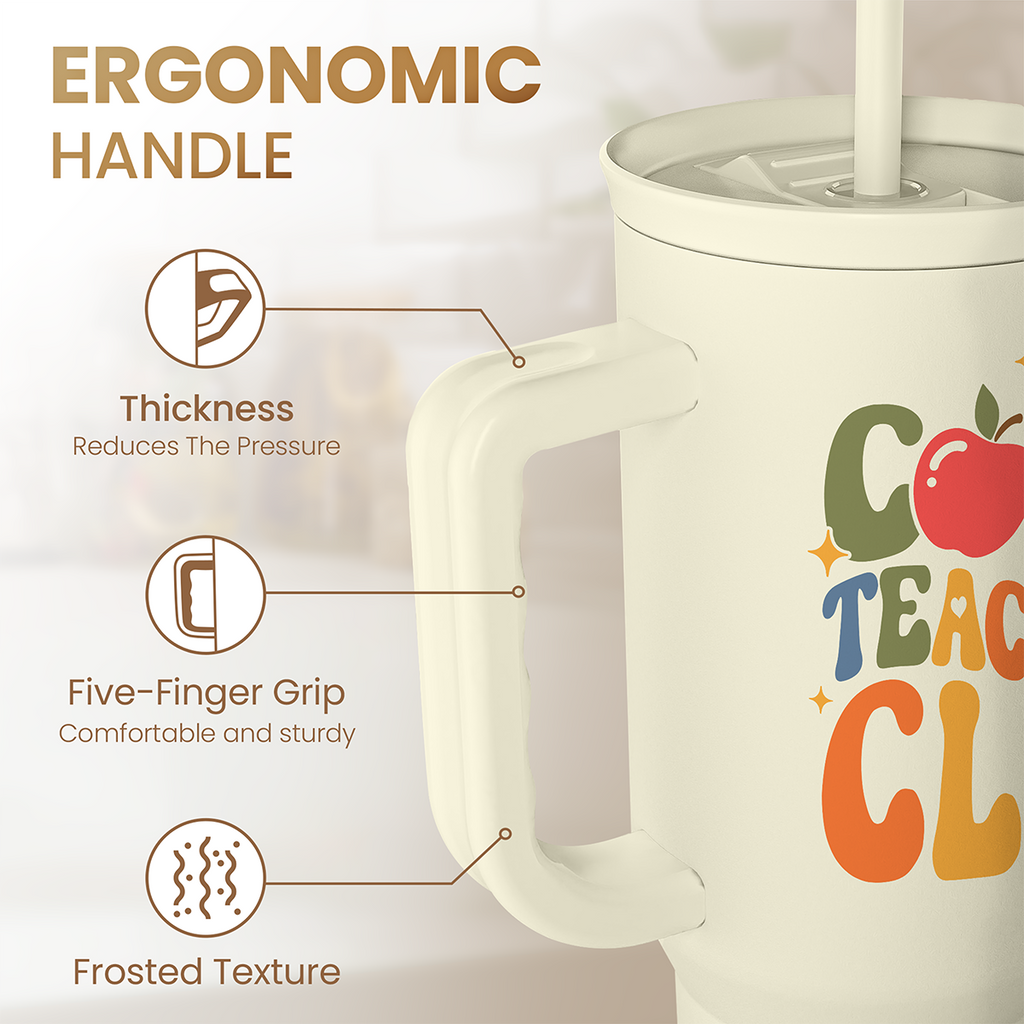 Beige Teacher Slidemate | Slider Tumbler with Handle 40oz