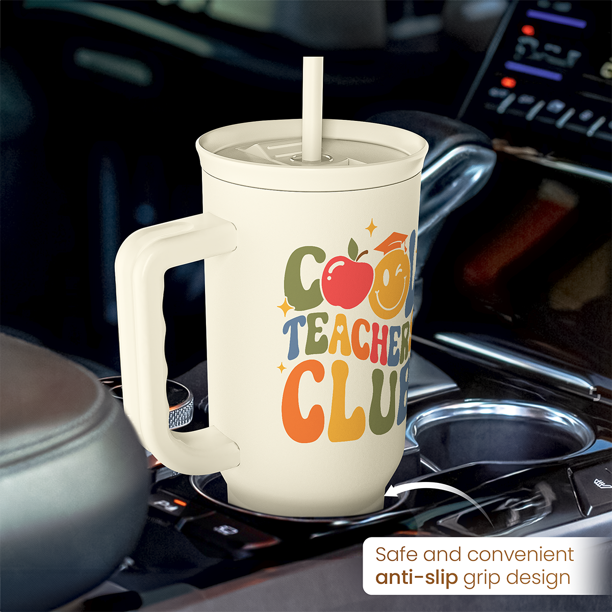 Beige Teacher Slidemate | Slider Tumbler with Handle 40oz