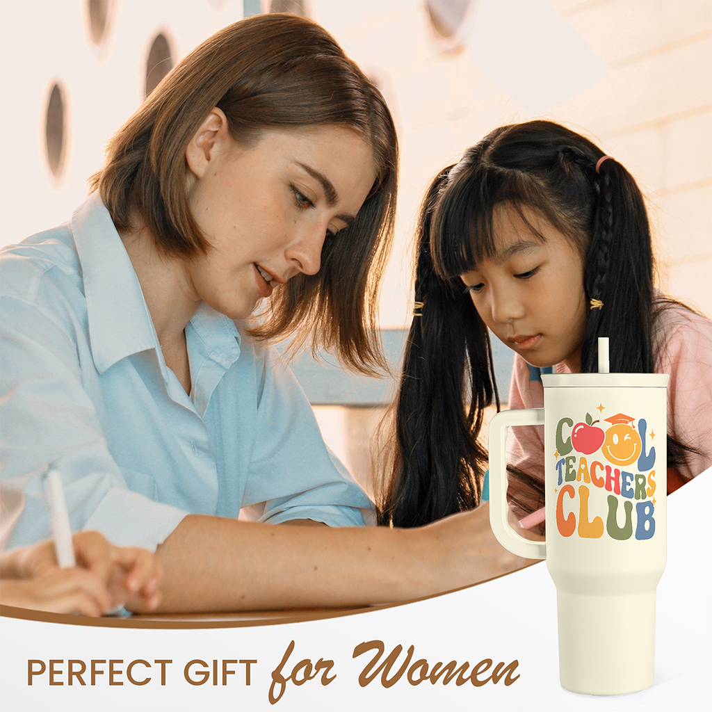 Beige Teacher Slidemate | Slider Tumbler with Handle 40oz