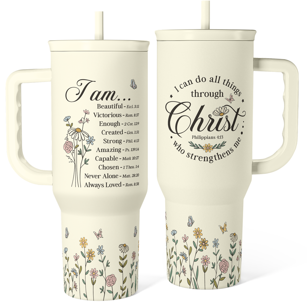 Beige Christian Slidemate | Slider Tumbler with Handle 40oz