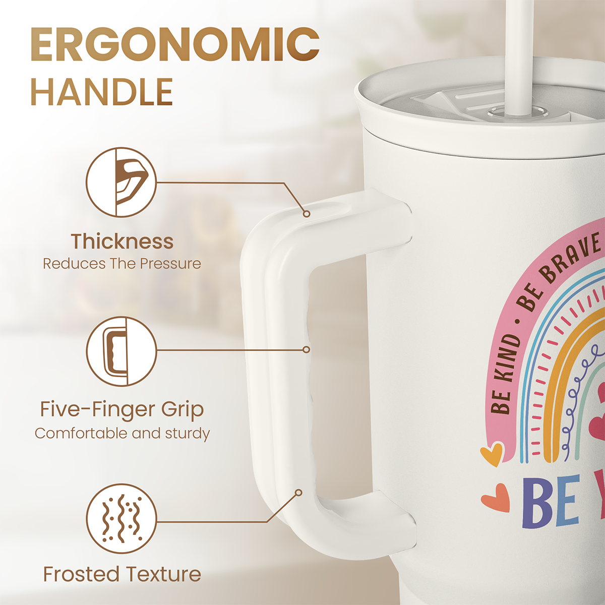 White Inspiration Slidemate | Slider Tumbler with Handle 40oz
