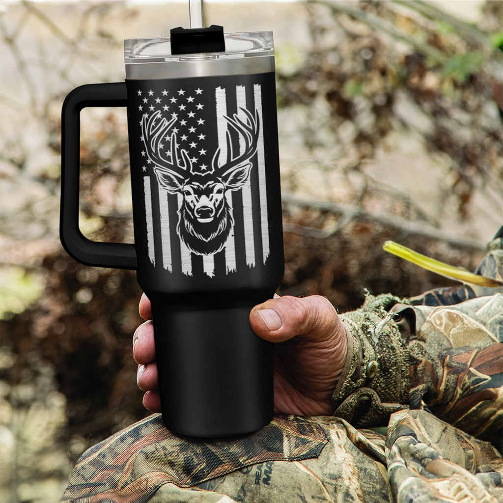 Black Hunting Quencher Tumbler with Handle 40oz