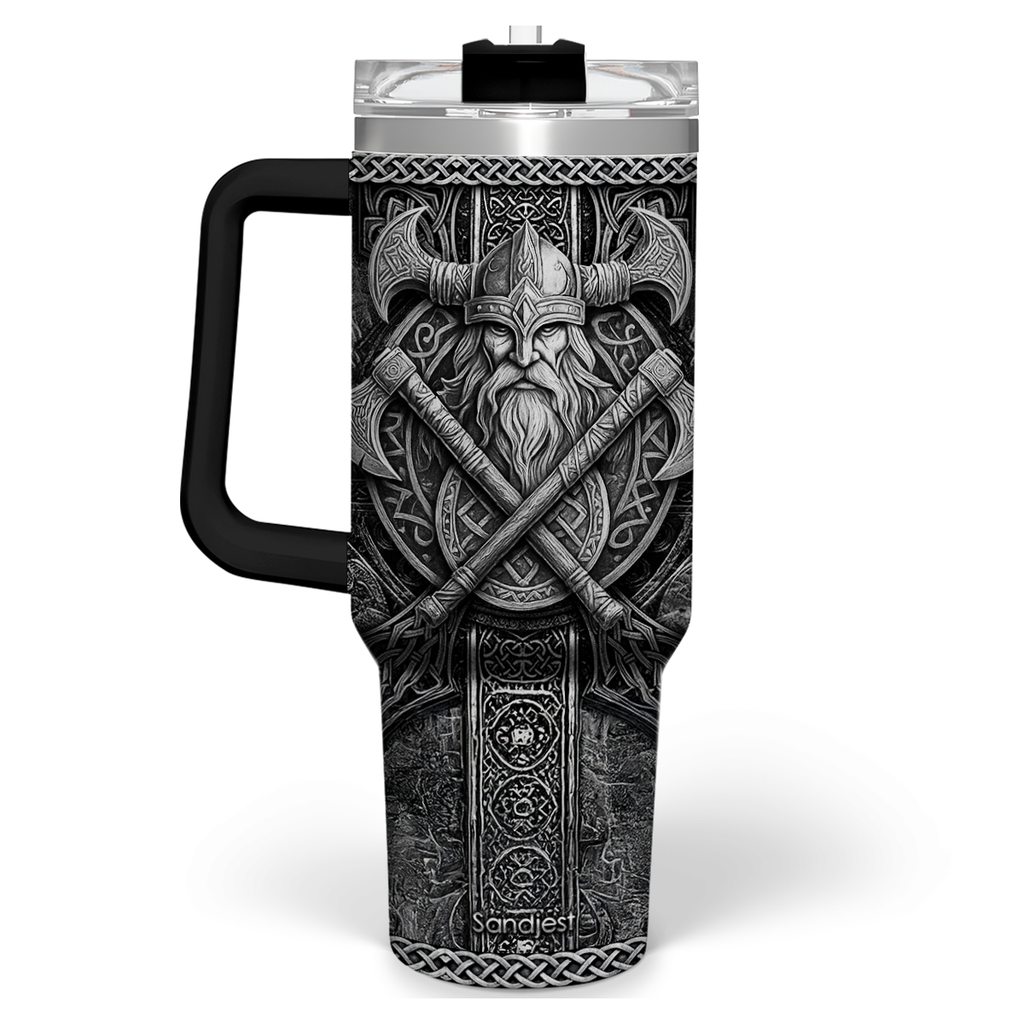 Black Viking Quencher Tumbler with Handle 40oz