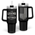 Black Retirement Quencher Tumbler with Handle 40oz