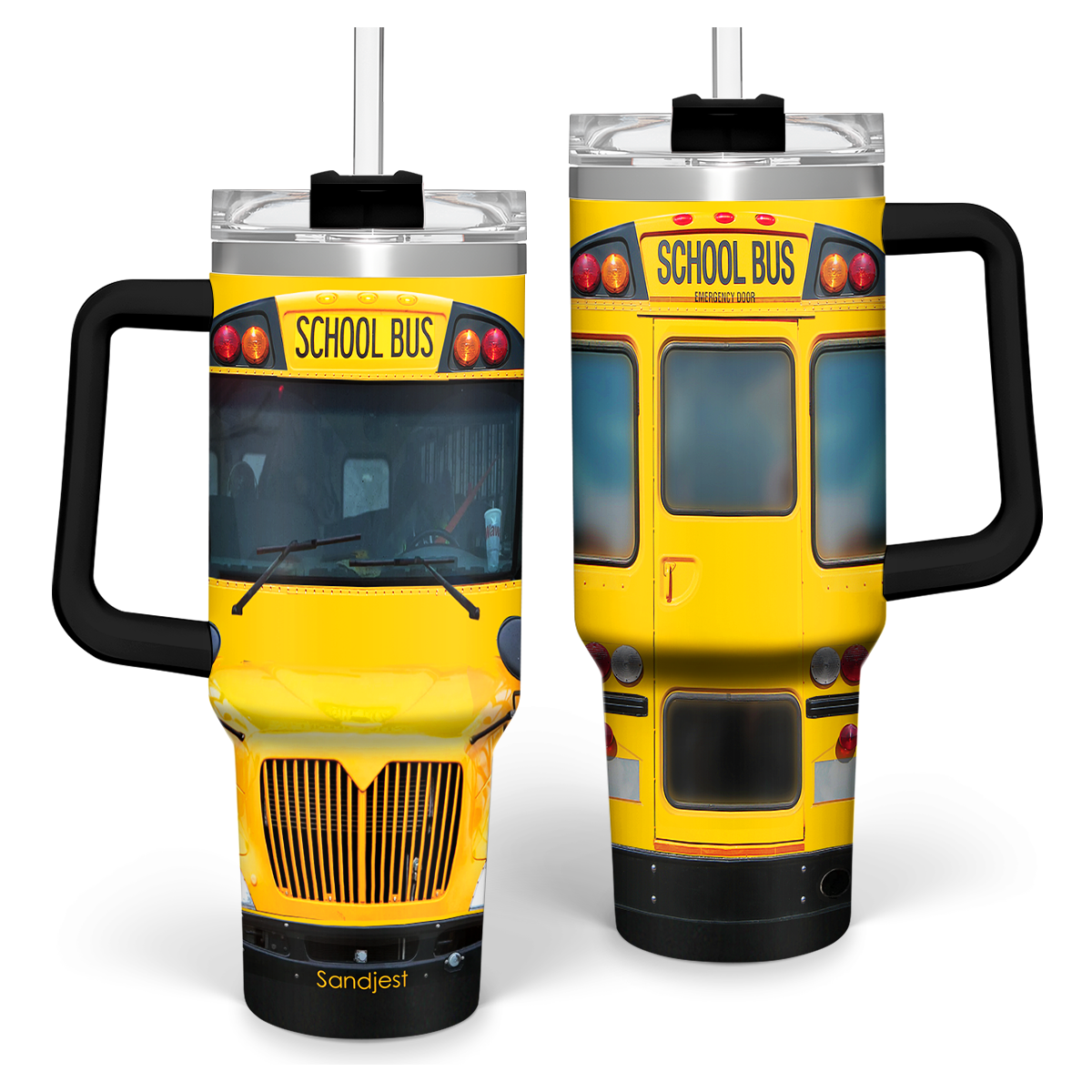 Yellow School Bus Driver Quencher Tumbler with Handle 40oz