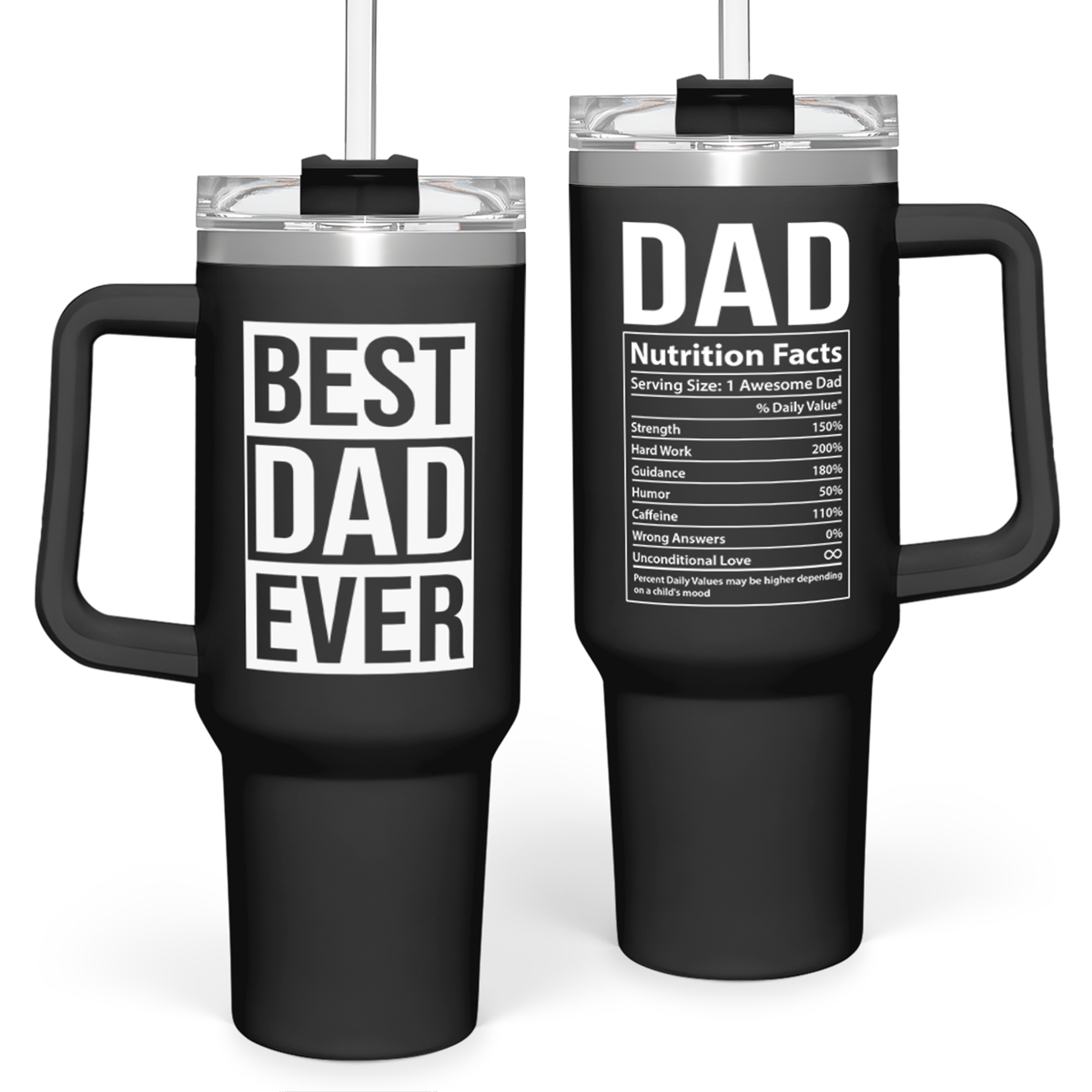 Black Best Dad Ever Quencher Tumbler with Handle 40oz