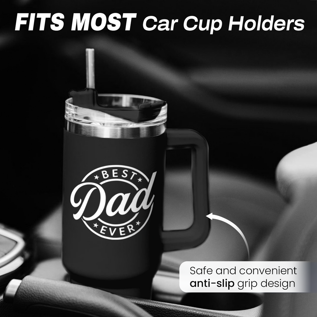 Black Best Dad Ever Quencher Tumbler with Handle 40oz