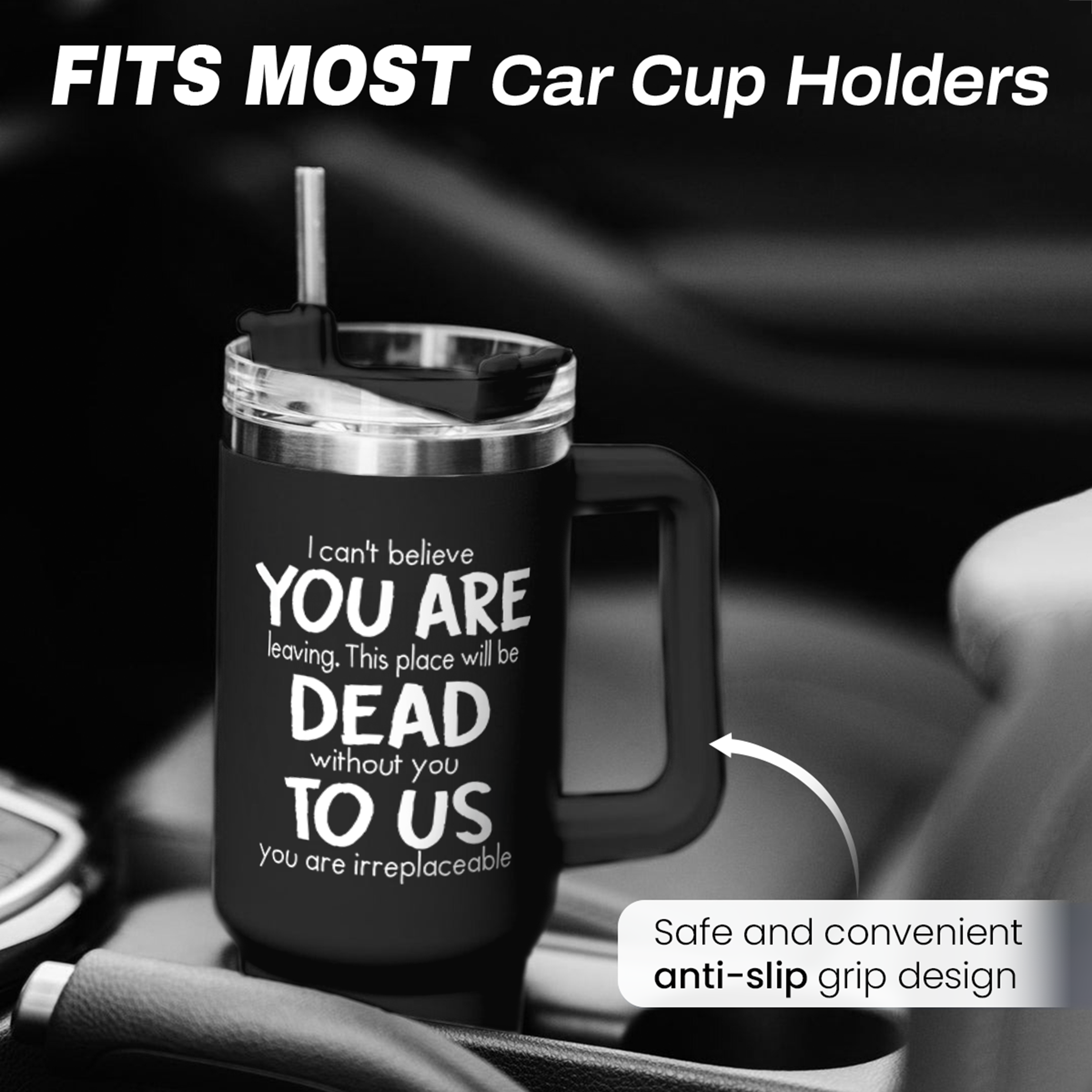 Black Coworker Quencher Tumbler with Handle 40oz