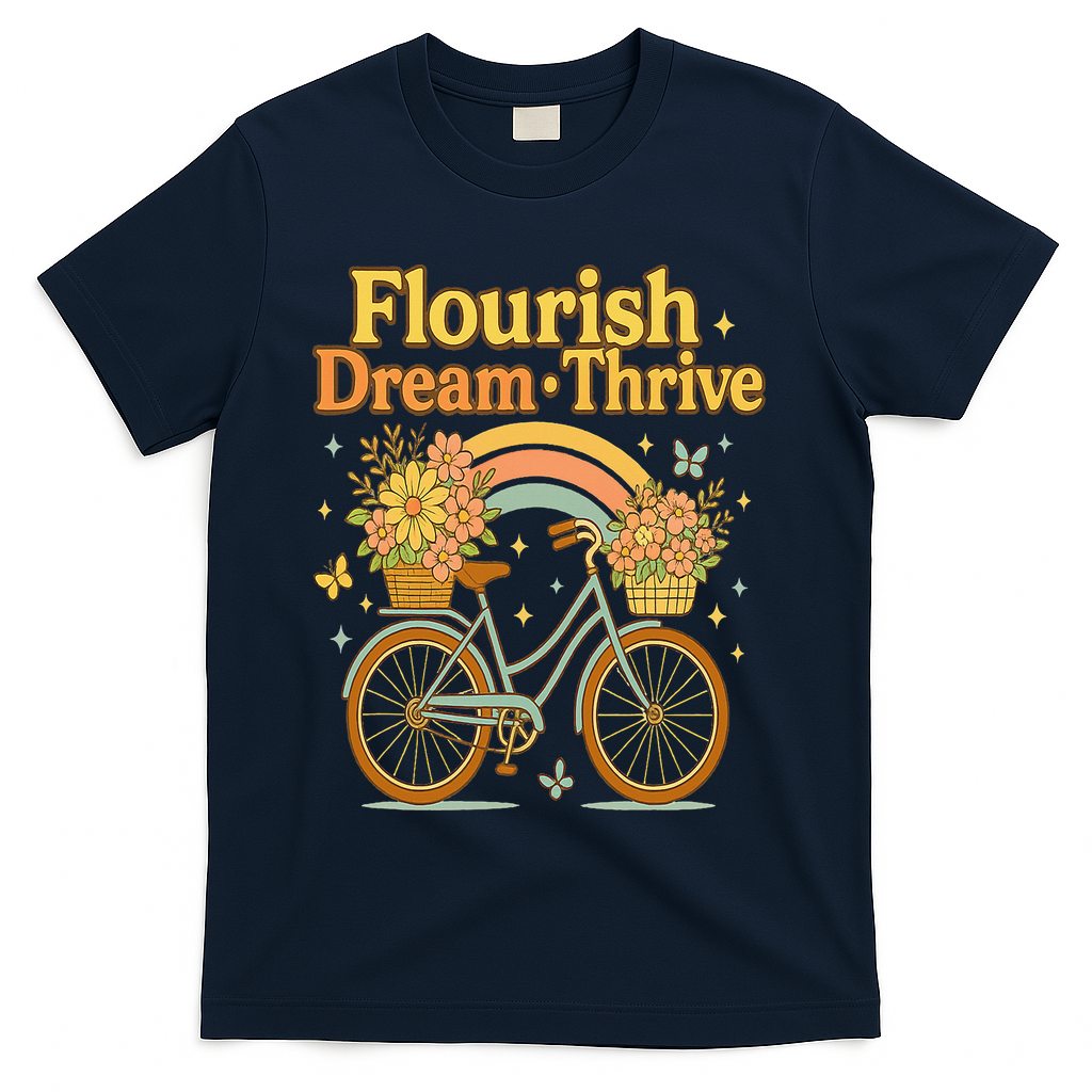 Flourish Dream Thrive Floral Bike Subtle 8647 Trump Resist  T-Shirt