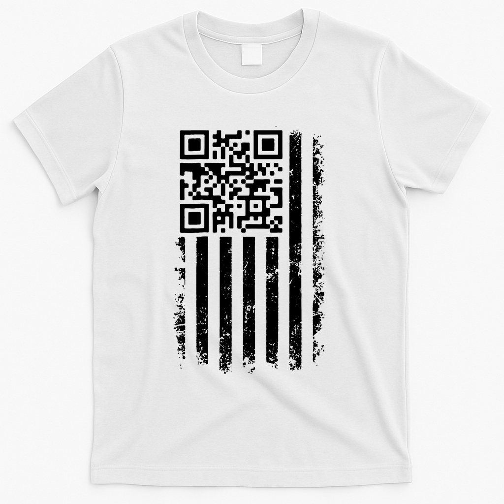 Funny Qr Scan Me President Trump 45 47 Dancing Code Flag T-Shirt