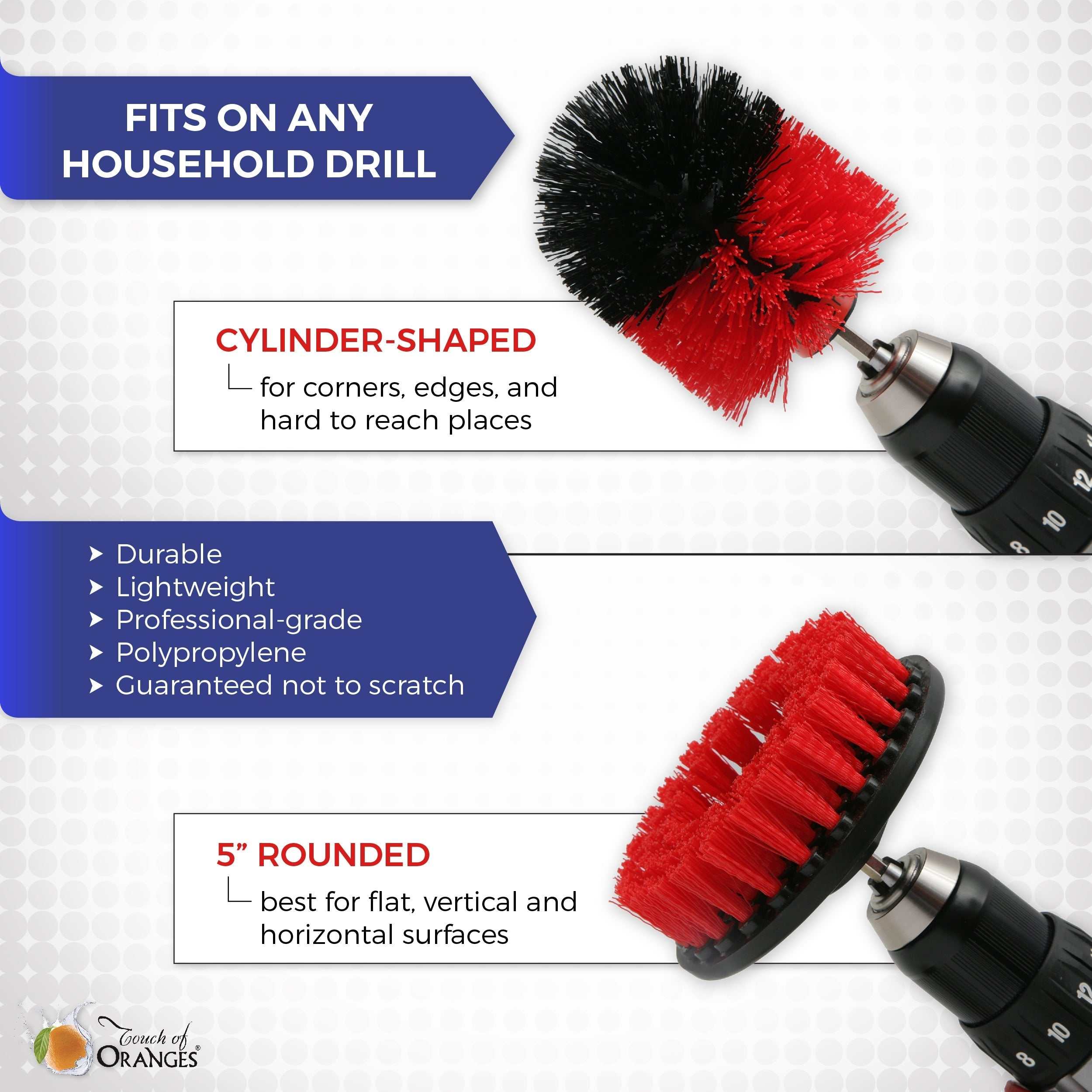 Bring It On Cleaner Drill Brush Plus Corner Brush |Cleaning Brush For Drill