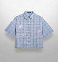Light blue rhinestone flannel