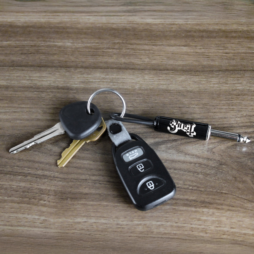Ghost Logo Guitar Plug Keychain