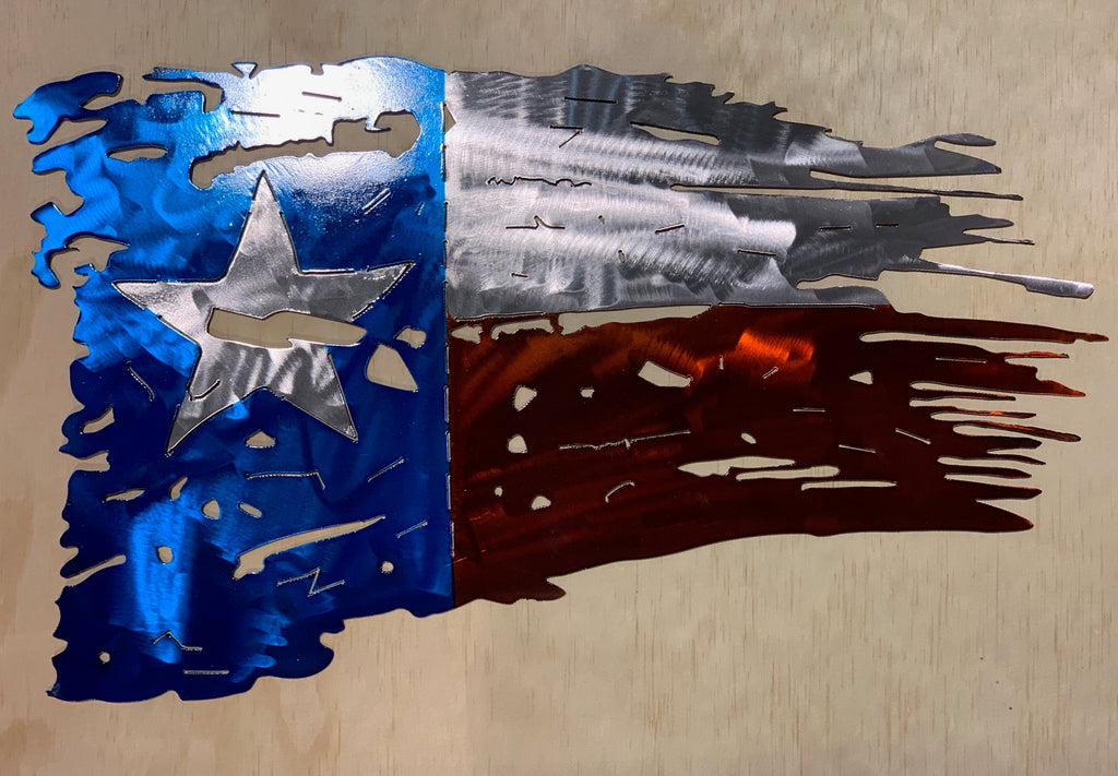 Tattered Texas Flag Metal Wall Art - Custom Steel Home Decor
