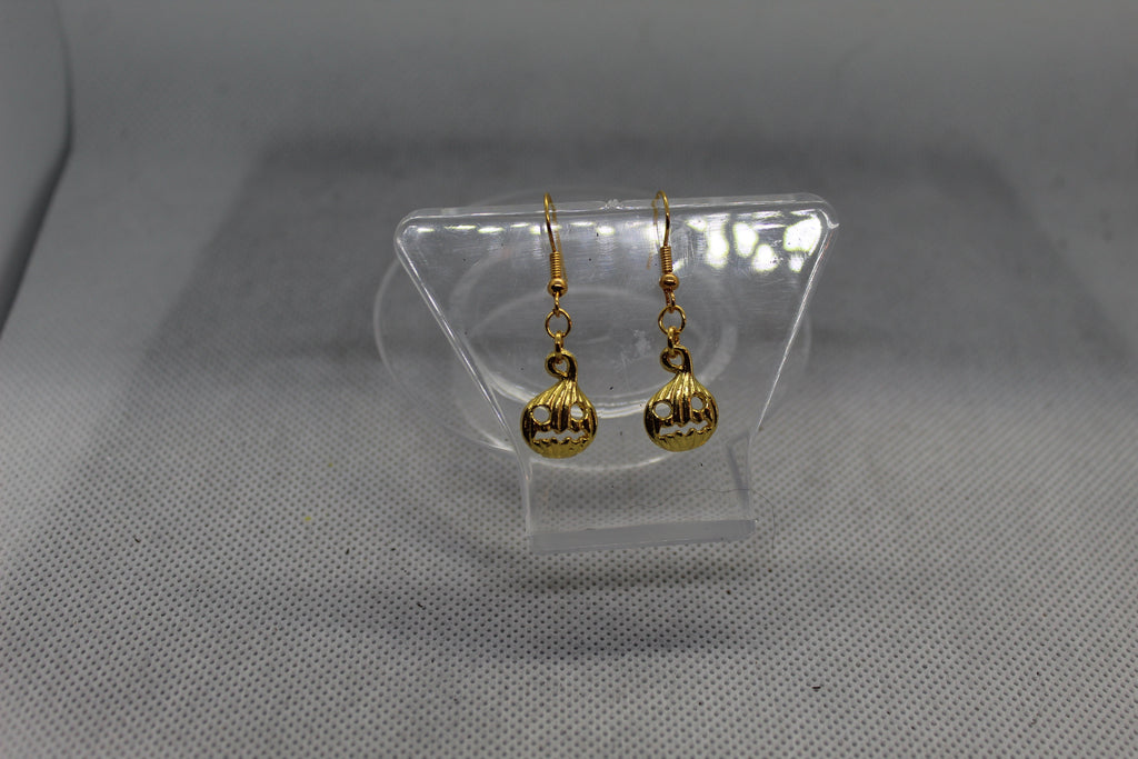 Golden Pumpkin Drop Earrings Jewelry Spooky Halloween Witchy