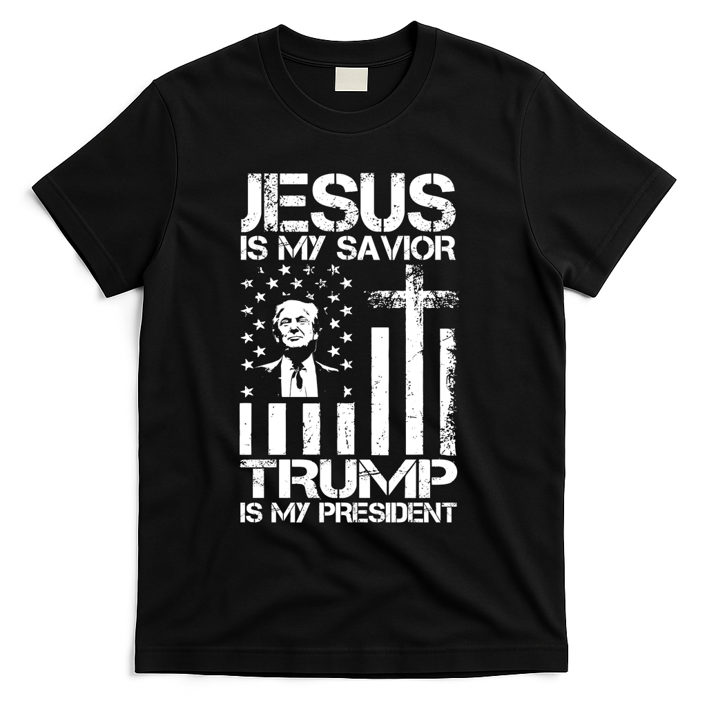 Jesus Is My Savior Trump Is My President Trump American Flag T-Shirt