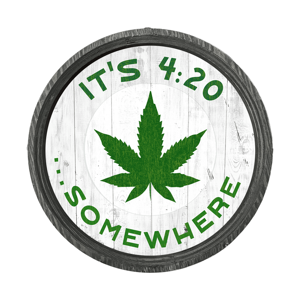 It's 4:20 Somewhere - White - LED Barrel End Wall Art