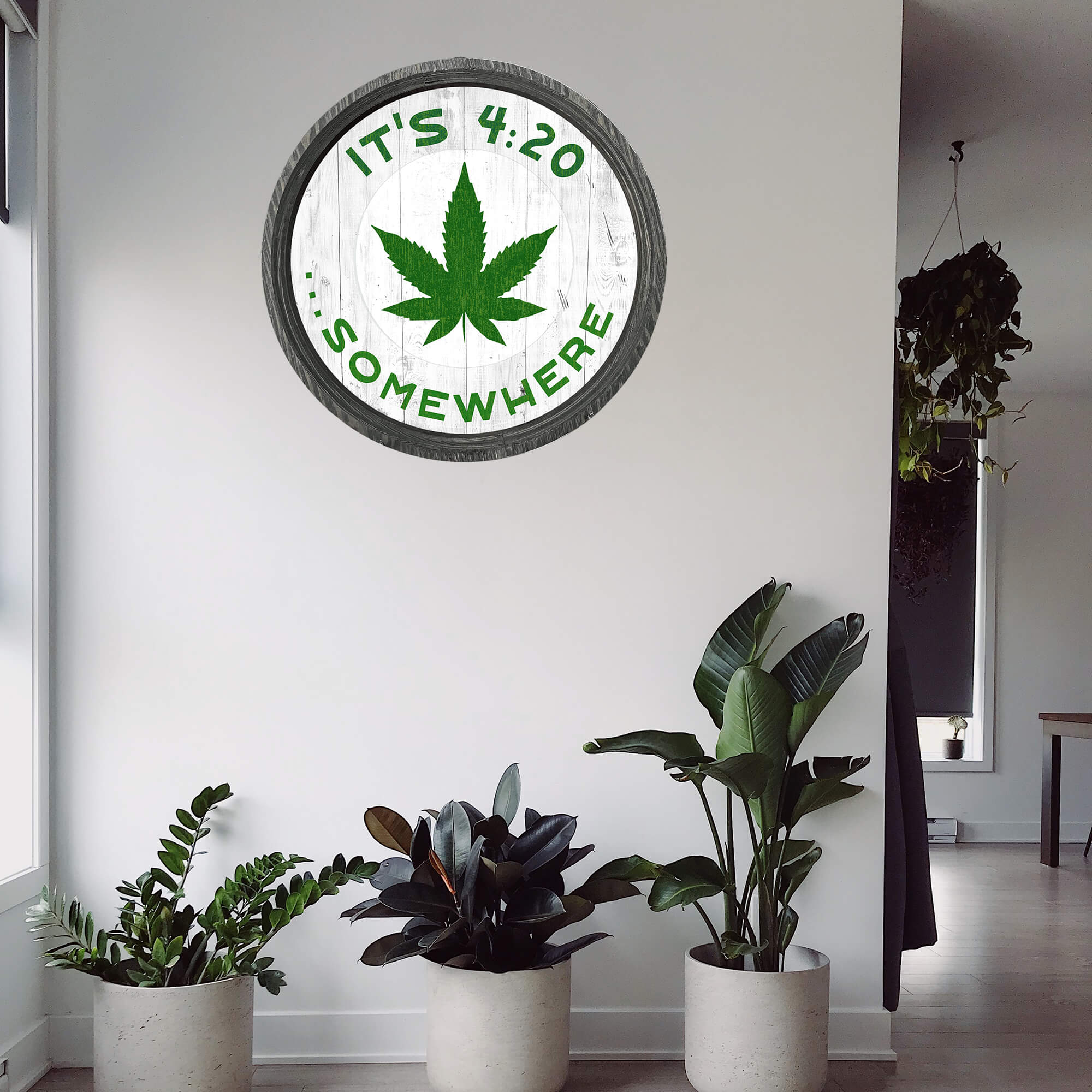 It's 4:20 Somewhere - White - LED Barrel End Wall Art