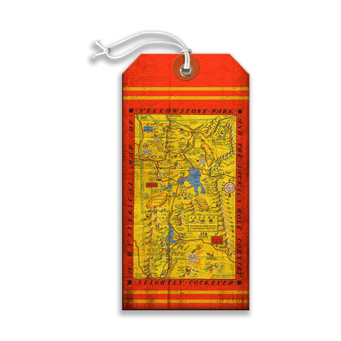 Yellowstone and Jackson Hole Map - Luggage Tag