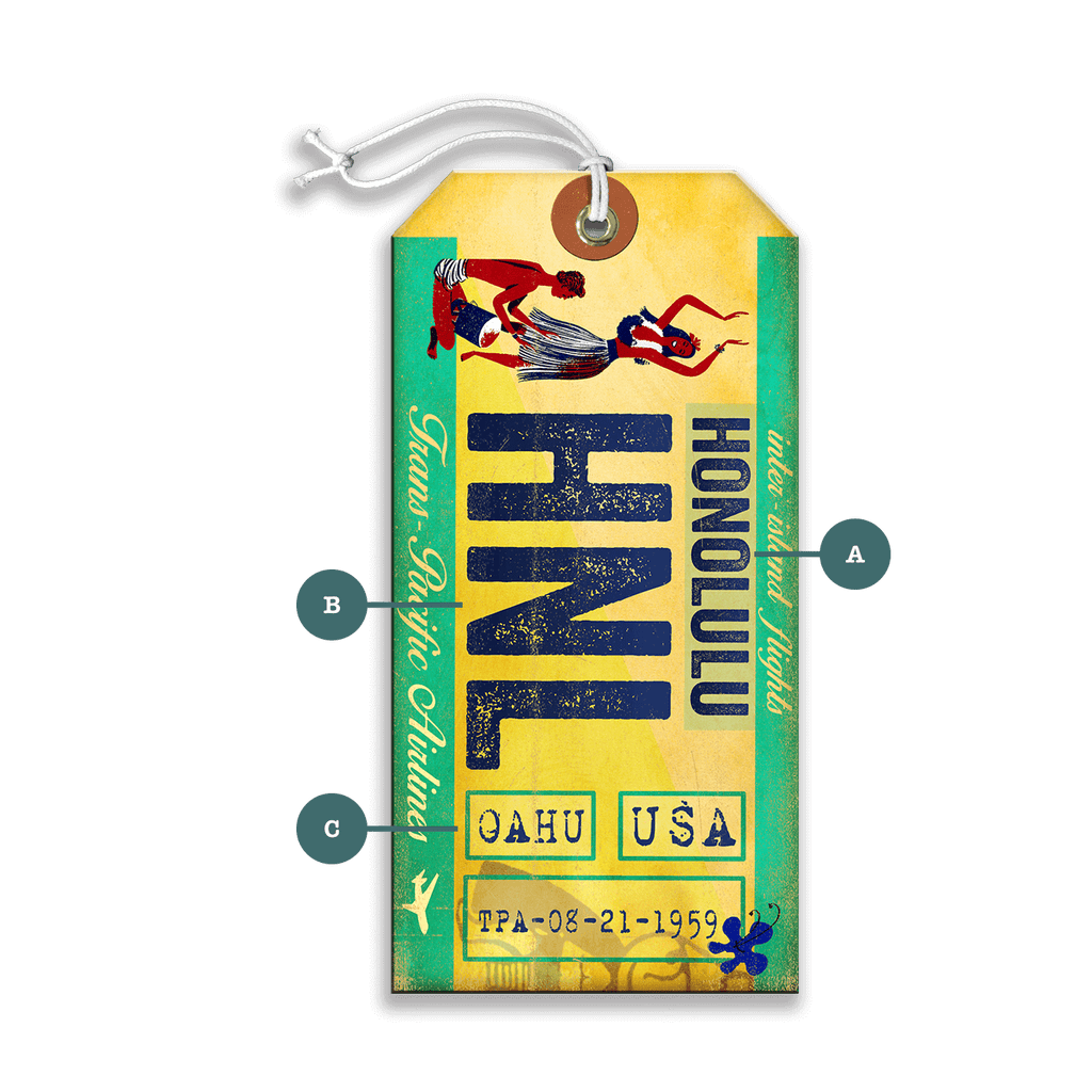 Trans Pacific Airlines: Honolulu - Luggage Tag