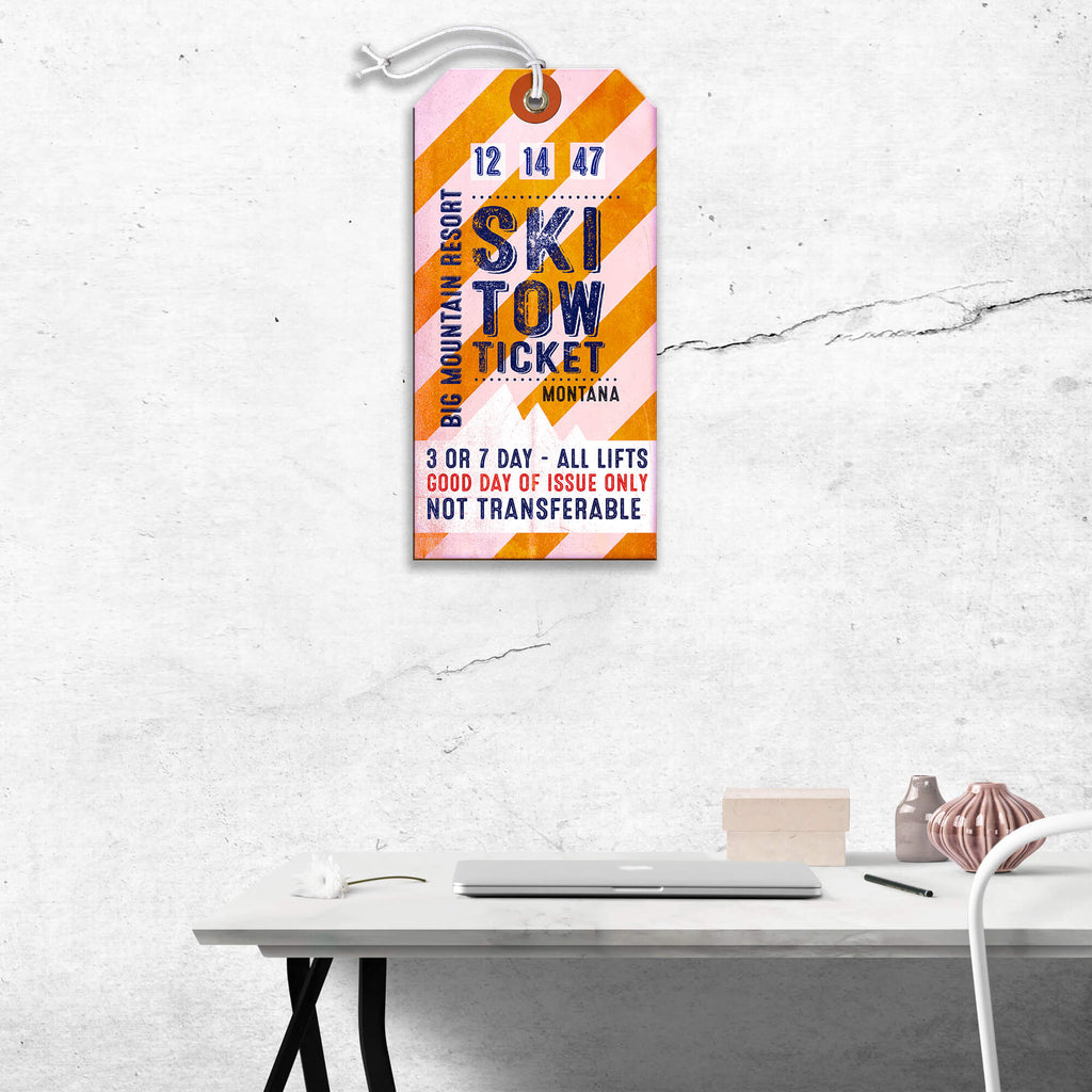 Striped Ski Tow Ticket - Luggage Tag