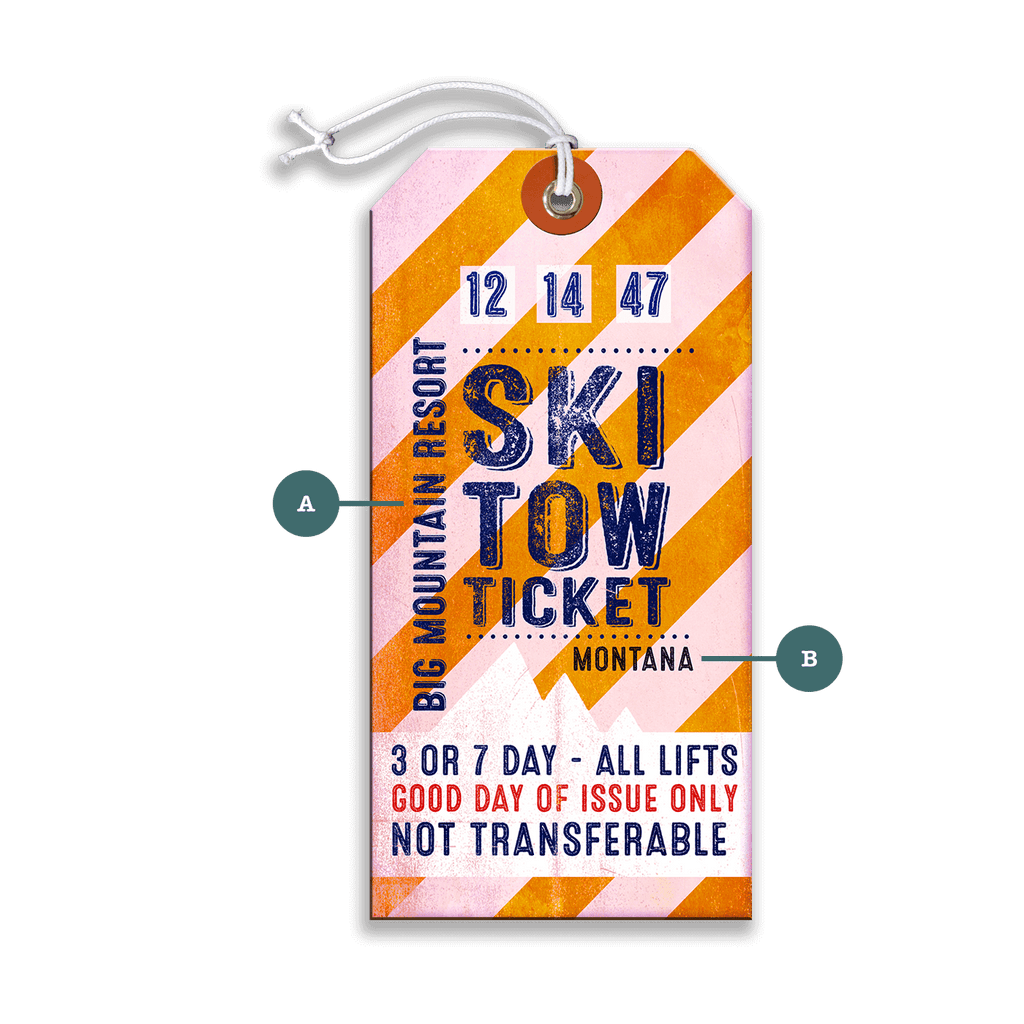 Striped Ski Tow Ticket - Luggage Tag