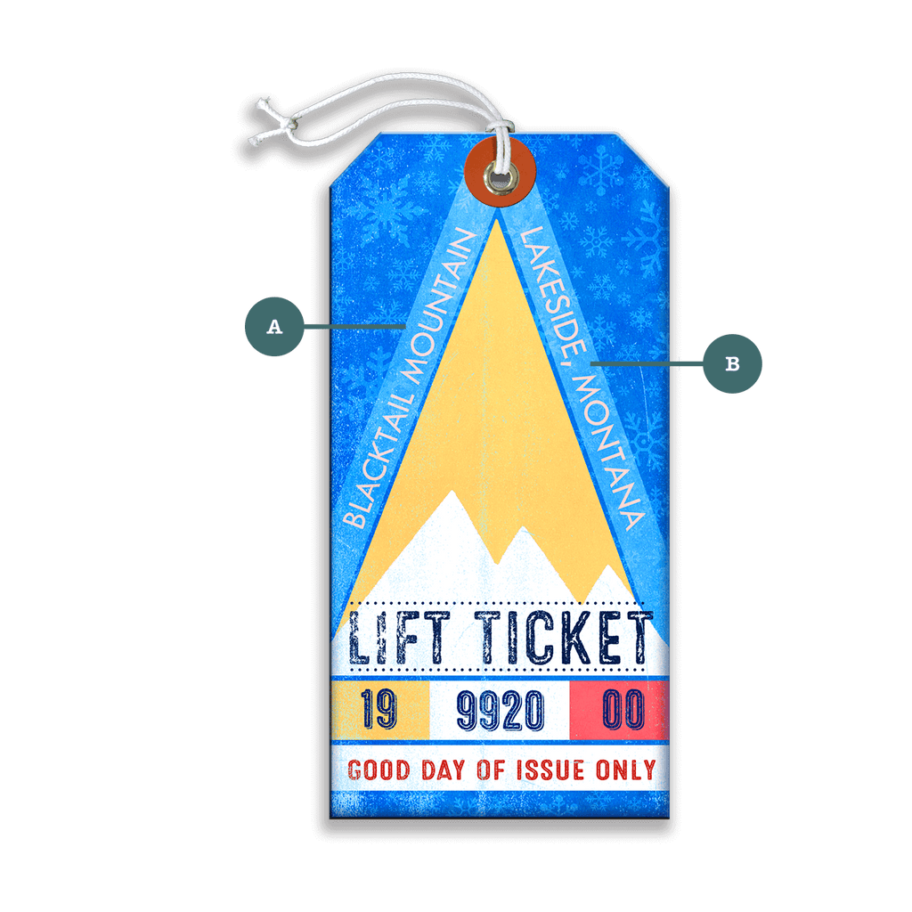 Blue and Yellow Ski Lift Ticket - Luggage Tag